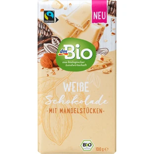 DmBio Witte chocolade met amandelen, 100 g