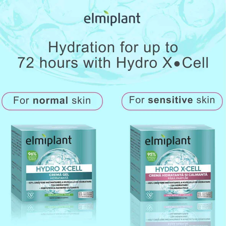 Hydro X-Cell Moisturizing Gel Cream for Face and Neck, 50 ml, Elmiplant