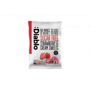 Unsweetened candies with strawberries and whipped cream, 75 g, Diablo