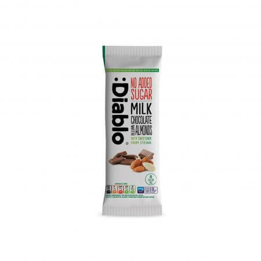Ongezoete chocolade met melk en amandelen, 75 g, Diablo