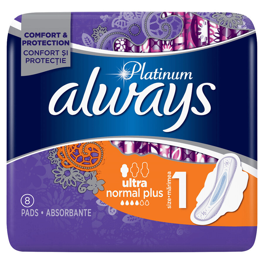 Compresa absorbente Always Platinum Ultra Normal Plus, 8 unidades, P&amp;G
