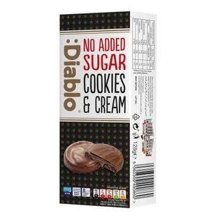 Galletas sin azúcar con cobertura y relleno de chocolate, 128 g, Diablo
