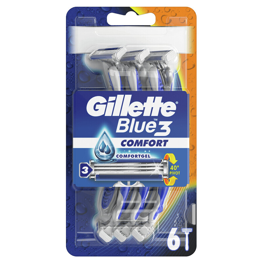 Buy Gillette Blue3 disposable razors, 6 pieces, P&G Gillette Blue3 disposable razors, 6 pieces, P&G