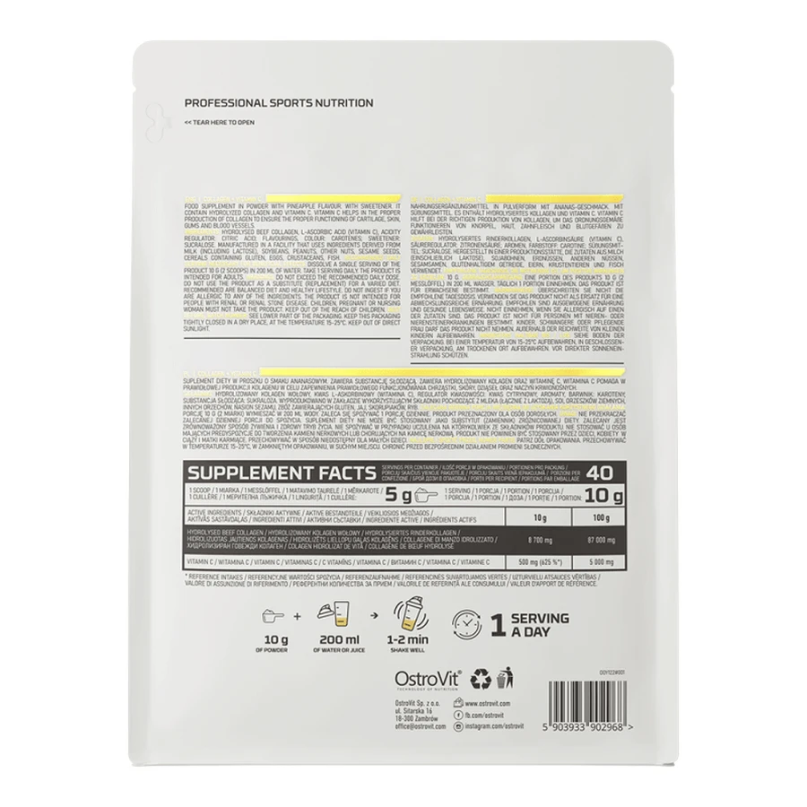 Colágeno + Vitamina C Piña, 400g, Ostrovit