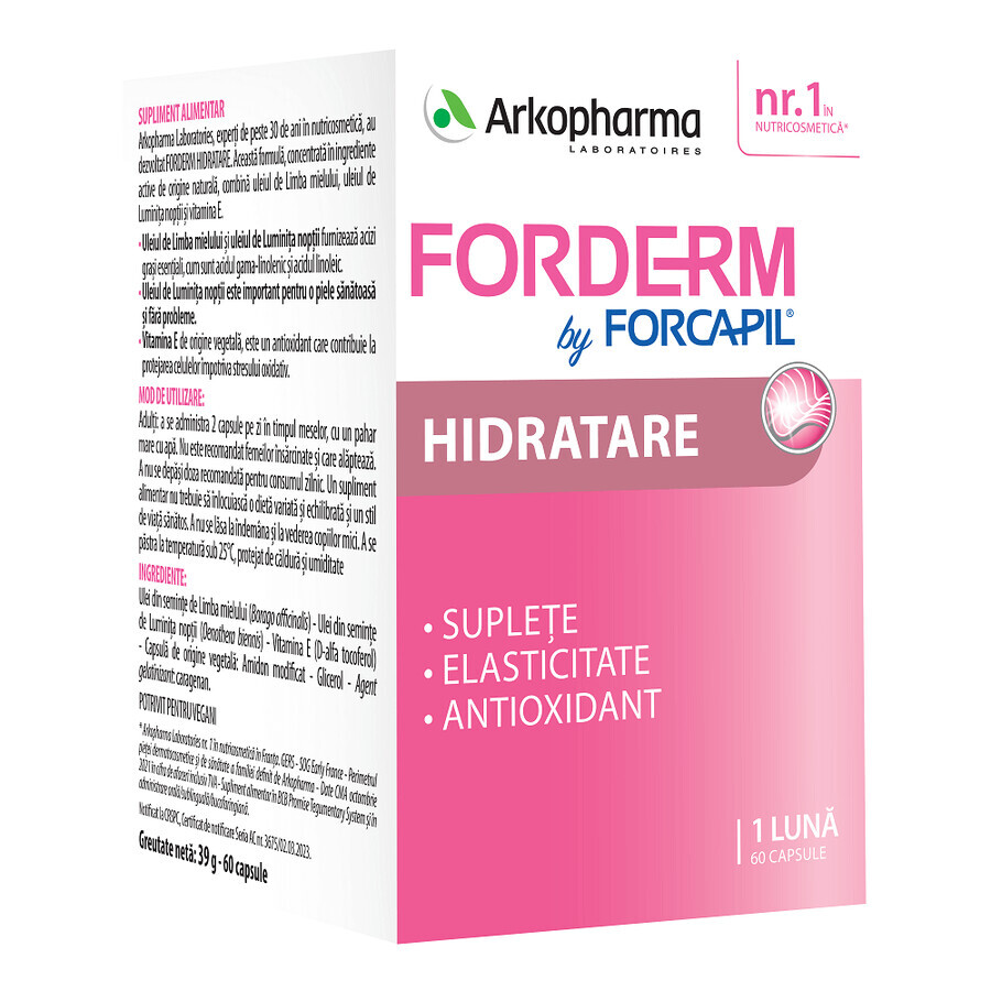 Forderm Hydratant de Forcapil, 60 gélules, Arkopharma