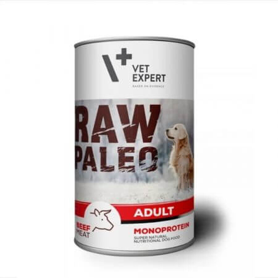 Wet food with beef for adult dogs Raw Paleo, 400 g, VetExpert