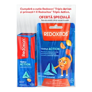 Redoxon Triple Action Vitamin C, D und Zink Pack, 10 Tabletten + Redoxitos Triple Action Vitamin C Jelly 30 mg, 25 Stück, Bayer