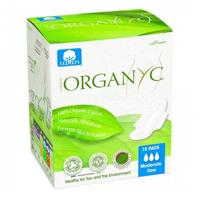 Organic cotton intimate pads for daytime, 10 pieces, Organyc