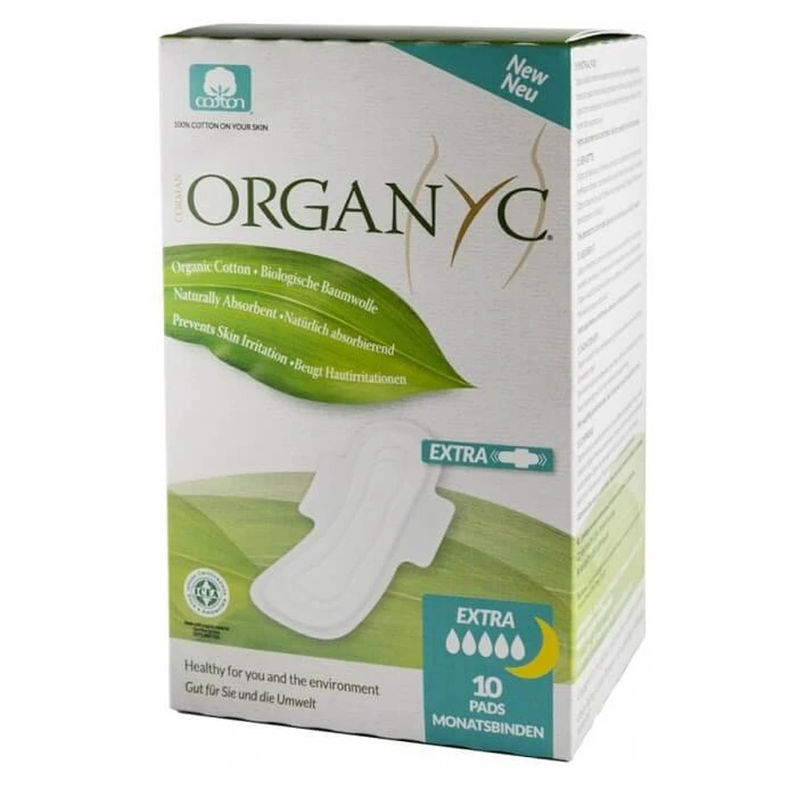 Serviettes en coton biologique Super Flow, 10 pièces, Organyc