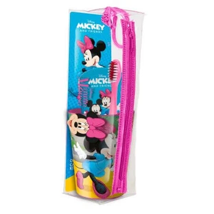 Travel set Minnie Mouse travel brush + Glass + Minnie Mouse mint-flavoured baby paste, +3 years, Mr White