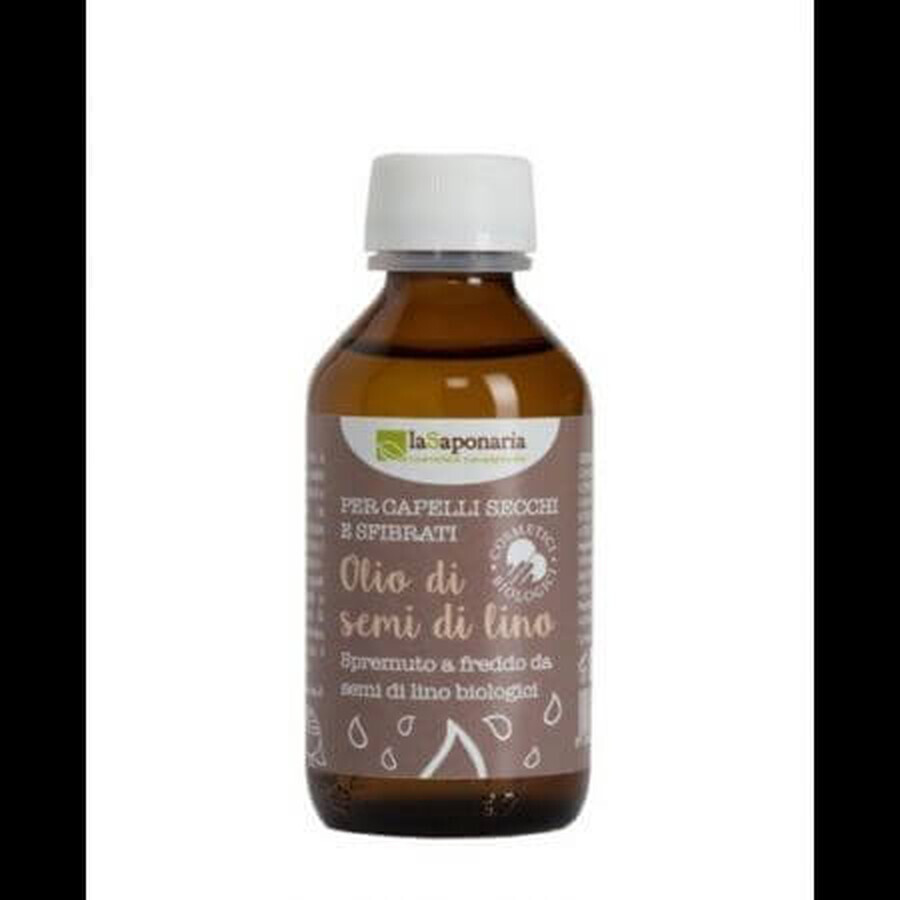 Organic linseed oil for dry and brittle hair, 100 ml, La Saponaria