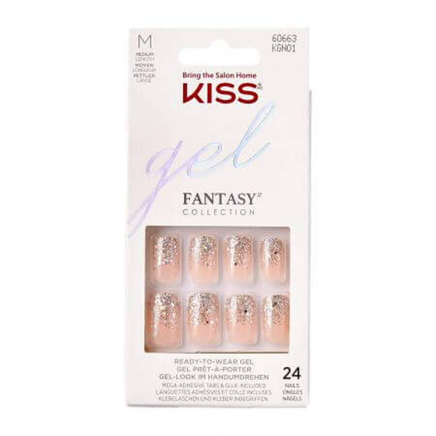 Buy Fantasy Glitter Gel False Nails, Fanciful Medium Squoval, Kiss Fantasy Glitter Gel False Nails, Fanciful Medium Squoval, Kiss