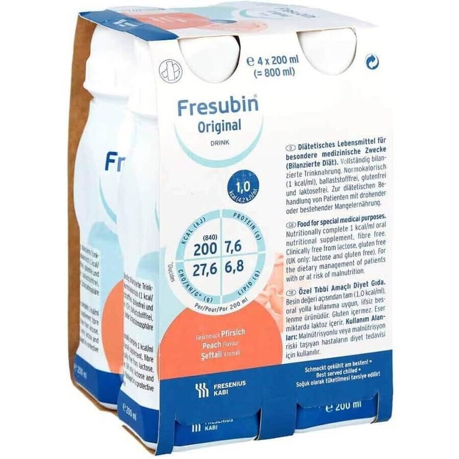 Fresubin Original boisson aromatisée à la pêche, 4 x 200 ml, Fresenius Kabi