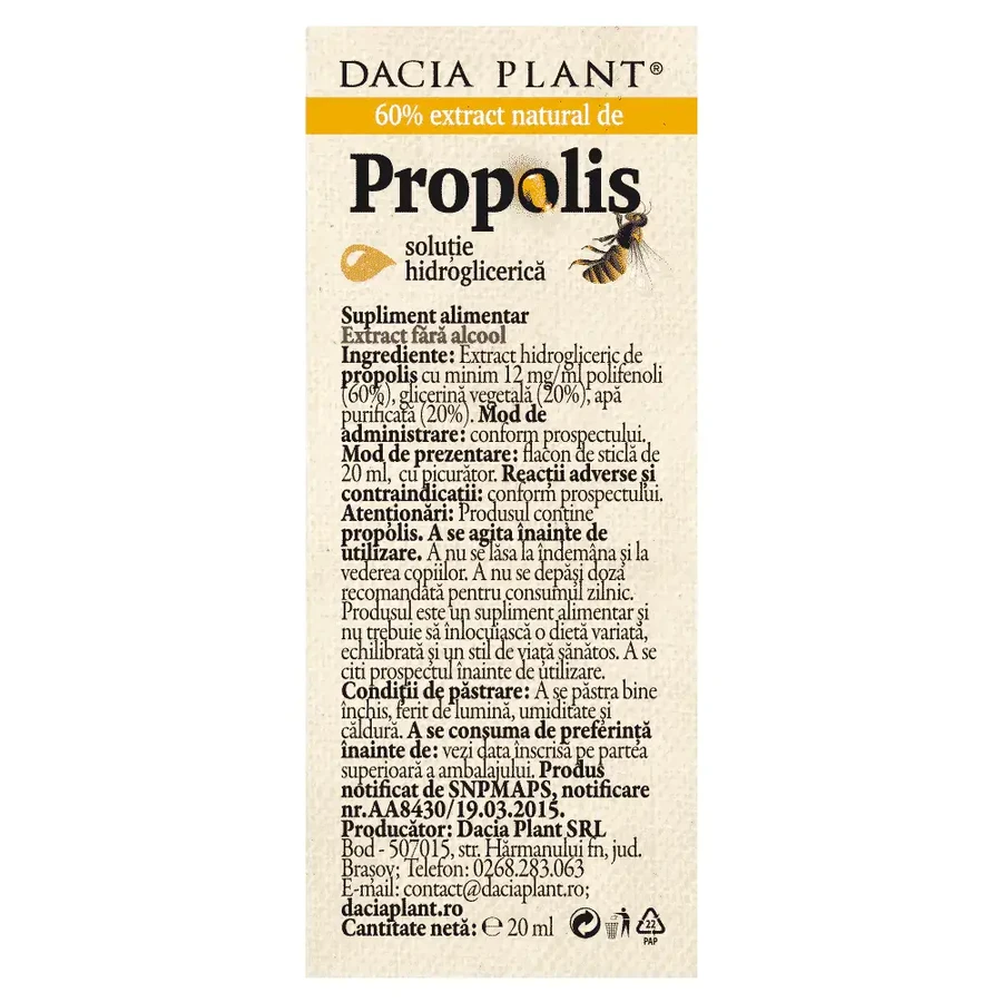 Propolis ohne Alkohol, 20 ml, Dacia Plant