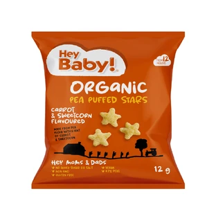Oragnic Puff Bio-Sternchen mit Marcona-Nuss und Mais-Geschmack Oragnic Puff, 12 Monate+, 12 g, Hey Baby