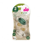 Set of 2 soothers with natural latex teat Cherry Green Boy, 6+ months, Nip