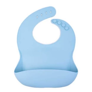 Babero ajustable de silicona suave, Bleu, Oaki