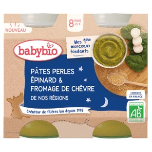 Eco Pasta Puré con Espinacas y Queso de Cabra, 2 x 200 g, BabyBio