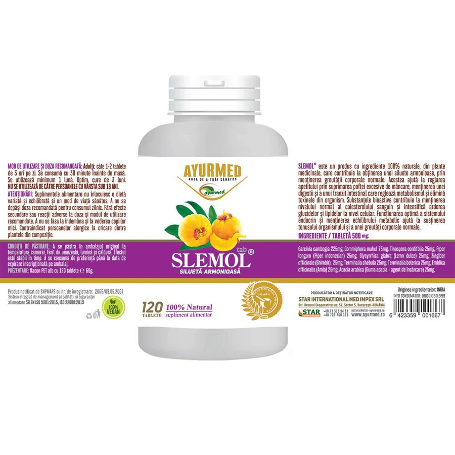 Slemol, 120 tablets, Ayurmed