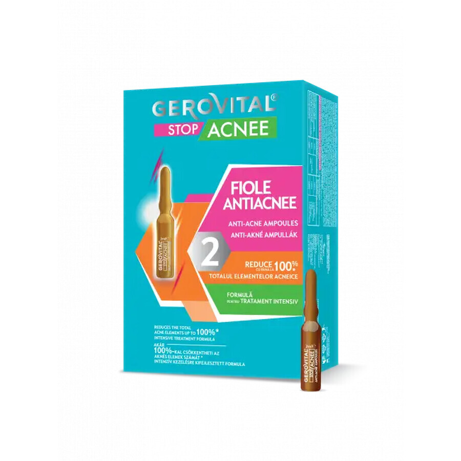 Fiole antiacneice Gerovital Stop Acnee, 10 fiole x 2 ml, Farmec