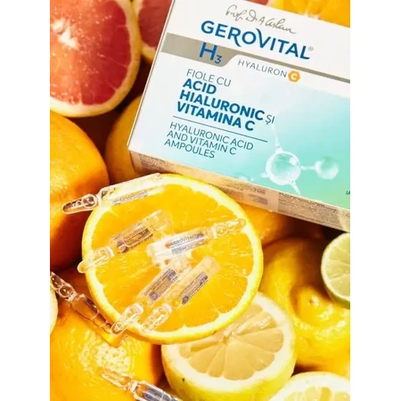 Gerovital H3 Hyaluronzuur en Vitamine C-flacons, 10 x 2 ml, Farmec