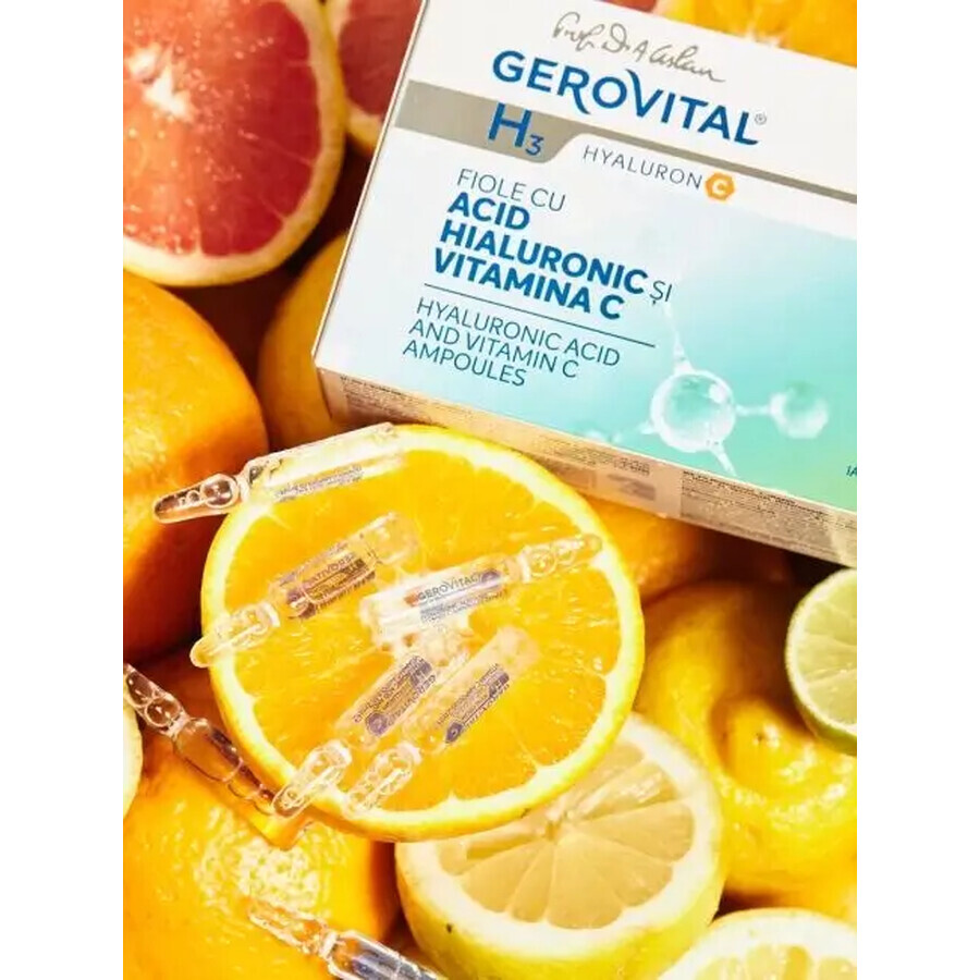 Gerovital H3 Hyaluronic Acid and Vitamin C Vials, 10 x 2 ml, Farmec