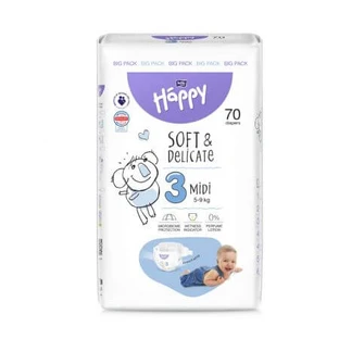 Pañal Midi, No. 3, 5 - 9 kg, 70 uds, Happy