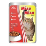 Nat kattenvoer met rundvlees in saus, 100 g, Meow-Meow