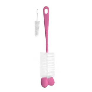 Bottle and teat brush with sponge, Pink, BabyOno