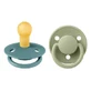 Set of 2 De Lux latex round teat soothers, +6 months, Island Sea - Sage, Bibs