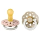 Lot de 2 sucettes Boheme Glow en latex avec tétine ronde, +0 mois, Blush Glow - Vanilla Glow, Bavoirs