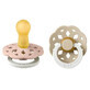 Set of 2 Phosphorescent pacifiers with round teat Boheme Glow Latex, +0 months, Blush Glow - Vanilla Glow, Bibs