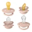 Set of 2 latex soothers + 2 silicone soothers Try-it Collection, 0 months+, Blush, 4 pieces, Bibs