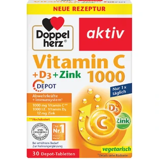 Vitamin C 1000 mg + D3 + Zinc, 30 tablets, Doppelherz
