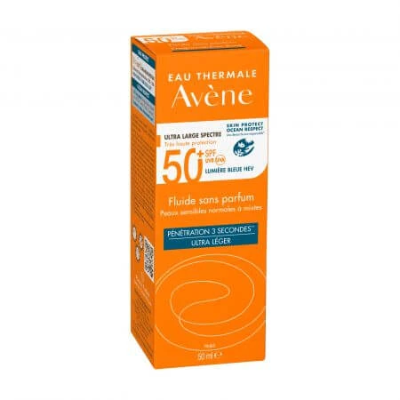 Fluido solar sin perfume FPS 50+, 50 ml, Avene