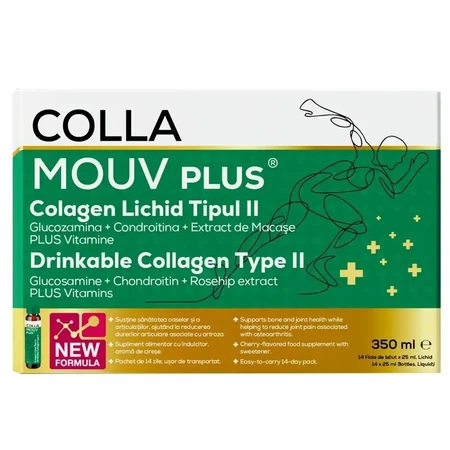 CollaMouv Plus Colágeno, Glucosamina y Condroitina (Bebida concentrada) 14x25 ml, BHW Bayerische Heilmittel