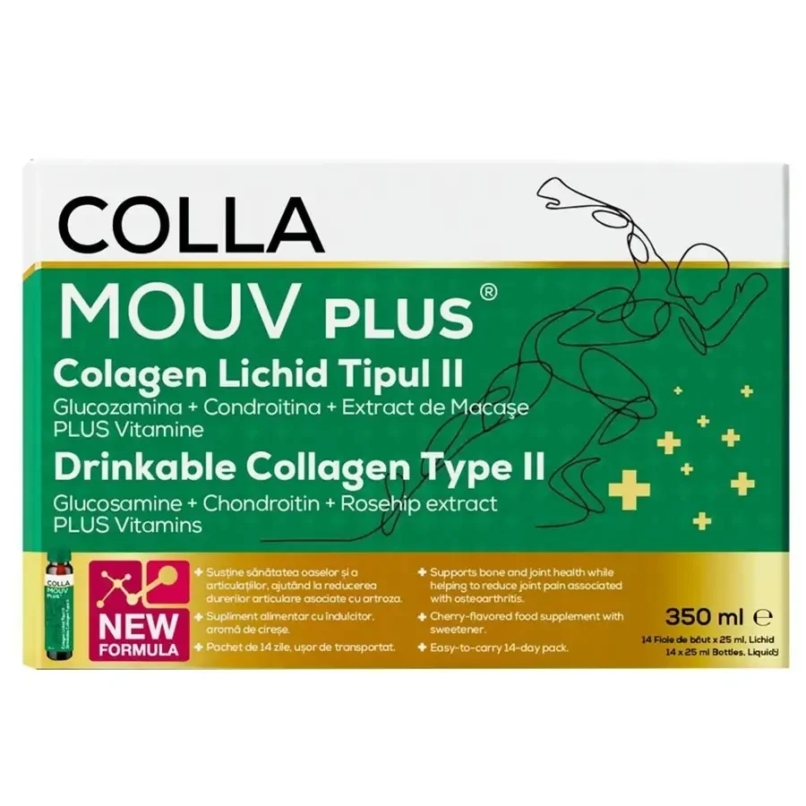 CollaMouv Plus Colágeno, Glucosamina y Condroitina (Bebida concentrada) 14x25 ml, BHW Bayerische Heilmittel