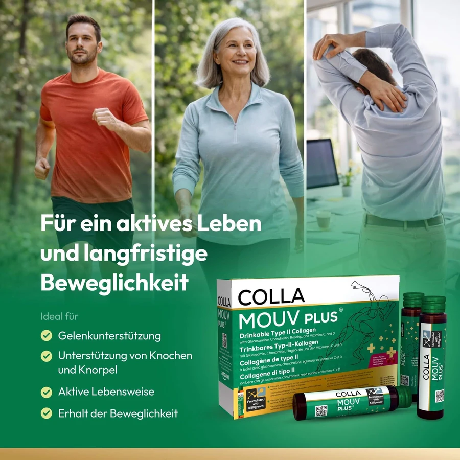CollaMouv Plus Colágeno, Glucosamina y Condroitina (Bebida concentrada) 14x25 ml, BHW Bayerische Heilmittel