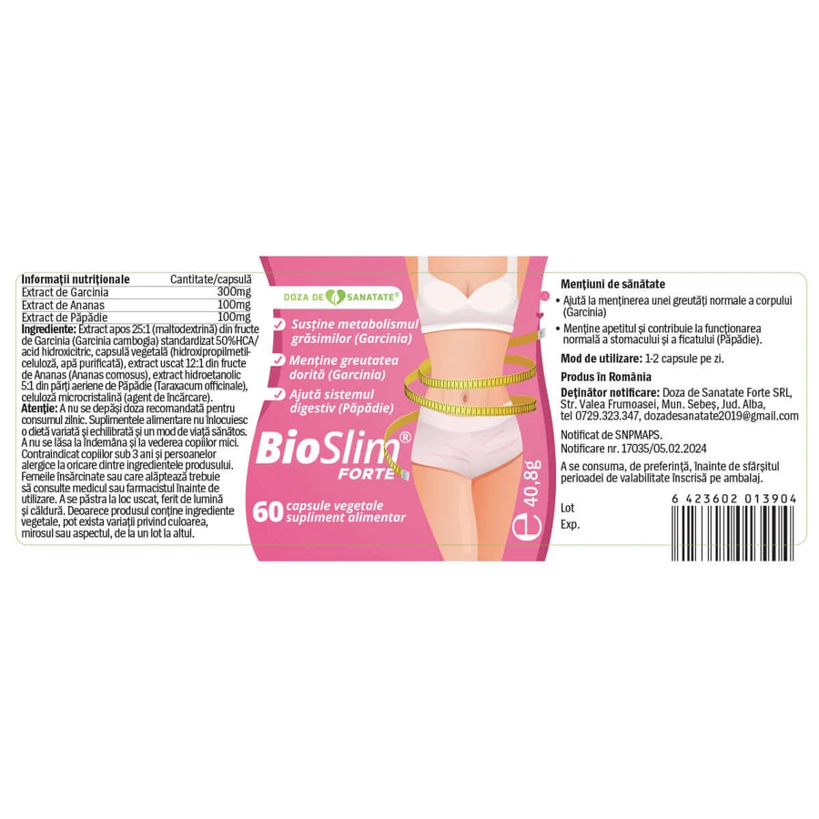 Bioslim Forte, 60 tabletten, Health Dose
