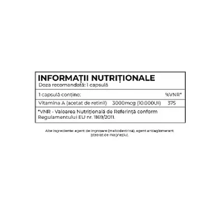 Vitamine A (acétate de rétinyle) 10 000 UI+, 30 gélules, Biome 
