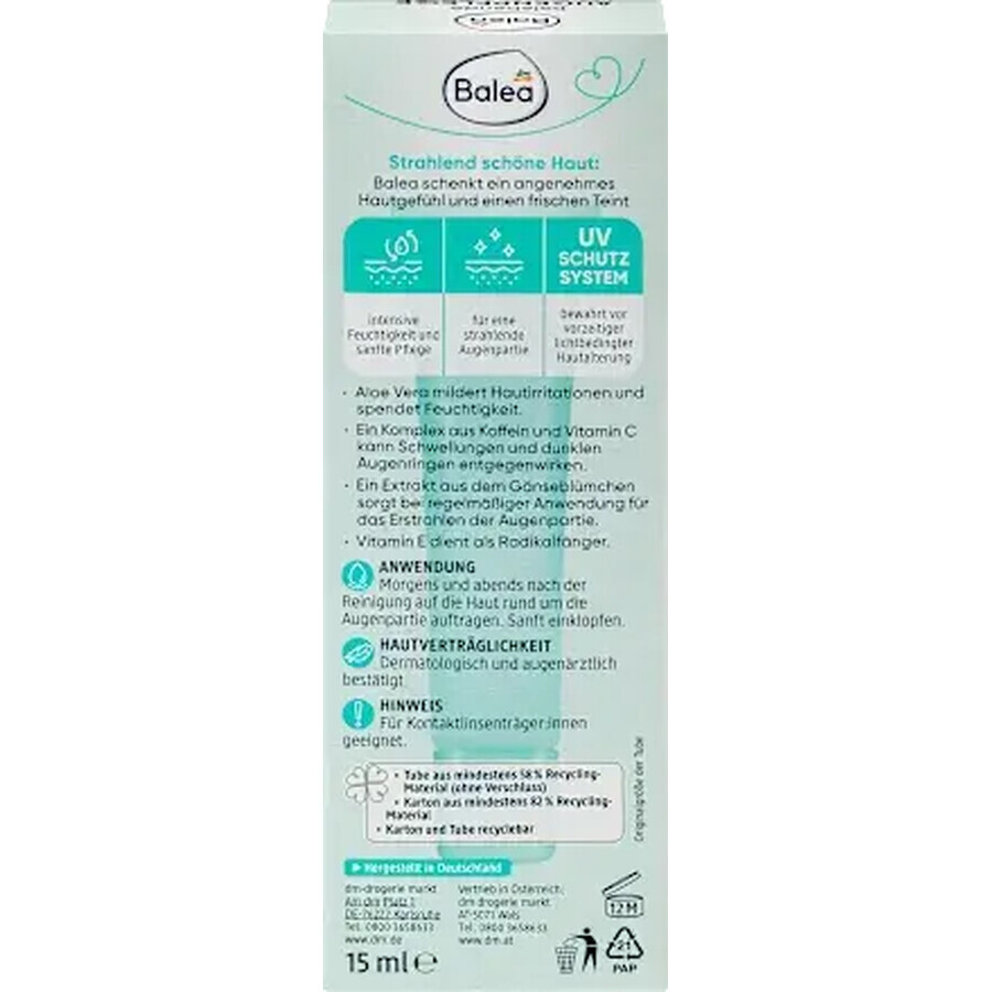 Balea Crema Contorno de Ojos Aloe Vera, 15 ml