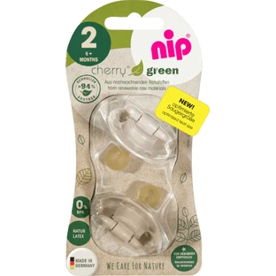 Nip Set de 2 sucettes vert cerise 6+ mous pour filles, 2 pièces