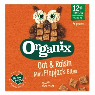 Flapjack Cubes d'avoine entière et de raisins secs bio, +12 mois, 4x12g, Organix