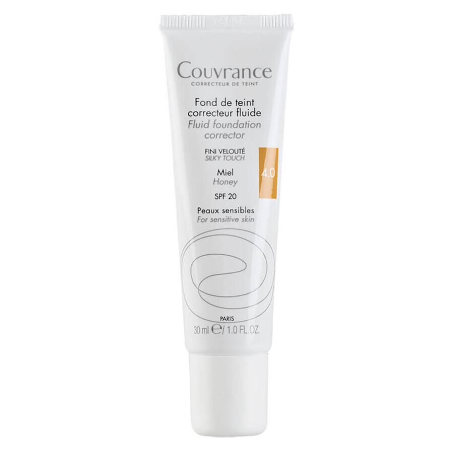 Couvrance Fluid Corrective Foundation with SPF 20, Honey 4.0, 30 ml, Avene