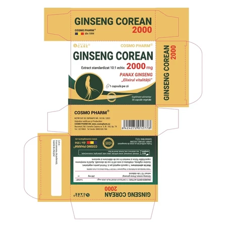 Ginseng Corean, 2000 mg, 30 Tabletten, Cosmo Pharm