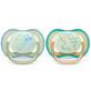 Philips Avent Ultra Air Phosphorescent Soothers, 0-6 months, 2 pieces, Green and Blue, SCF376/18, Philips