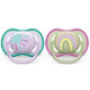 Philips Avent Ultra Air Soothers, 0-6 months, 2 pieces, Green and Pink with Drawing, SCF085/59, Philips