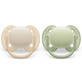 Philips Avent Ultra Soft Soothers, 0-6 months, 2 pieces, Green and Yellow, SCF091/05, Philips
