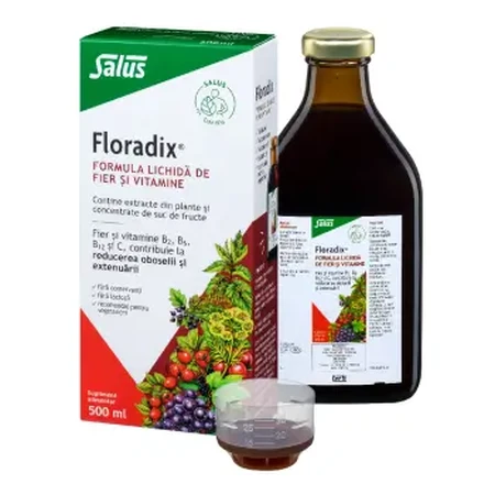 Floradix fórmula líquida de hierro y vitaminas, 500 ml, Salus