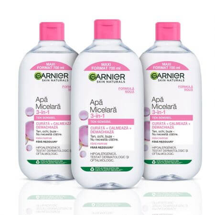 Cumpără Pachet Apa micelara pentru ten sensibil Skin Naturals, 3x700 ml, Garnier Pachet Apa micelara pentru ten sensibil Skin Naturals, 3x700 ml, Garnier